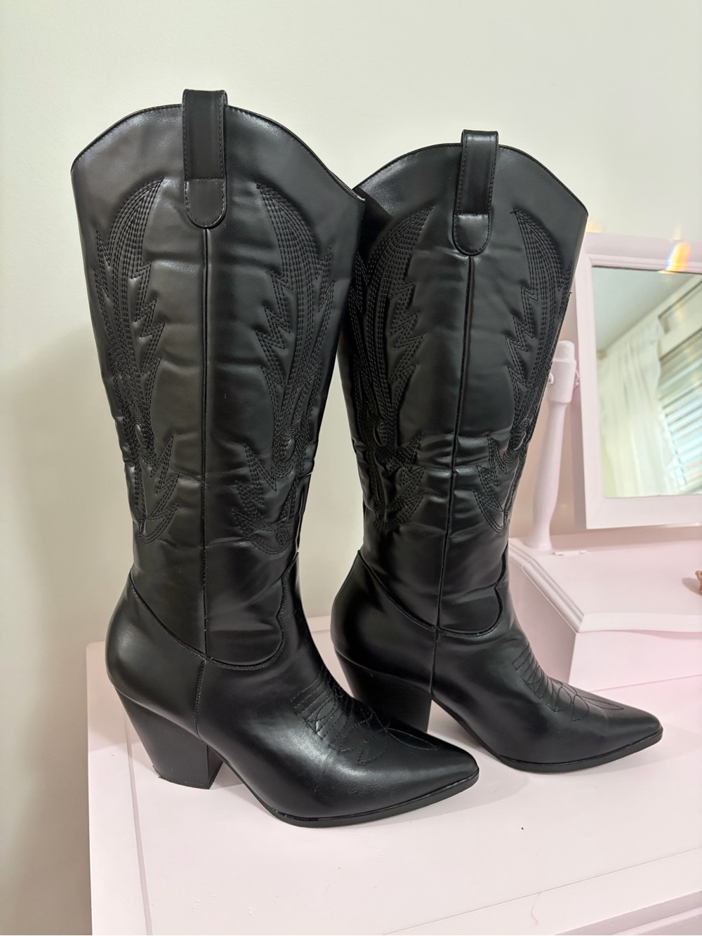 SheSole Knee High Women’s Black Cowboy Boots~Size 41